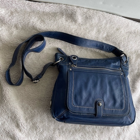 Franco Sarto blue leather cross body satchel bag - Picture 1 of 12